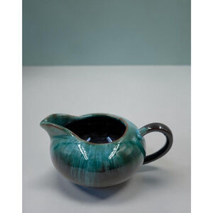 Studio Art Pottery Creamer Pitcher Blue Green Drip Glaze Handmade North Georgia